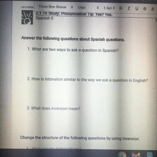 Pls help pls hlep I don’t kno Spanish answer 1 2 and 3