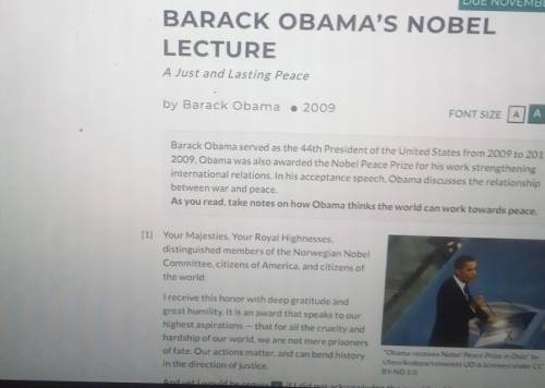 does anyone have the answer key for assessment questions for Barack Obama's Nobel lecture on comm
