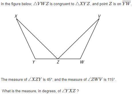 HELP PLS!!
What is the measure, in degrees, of angle YXZ??