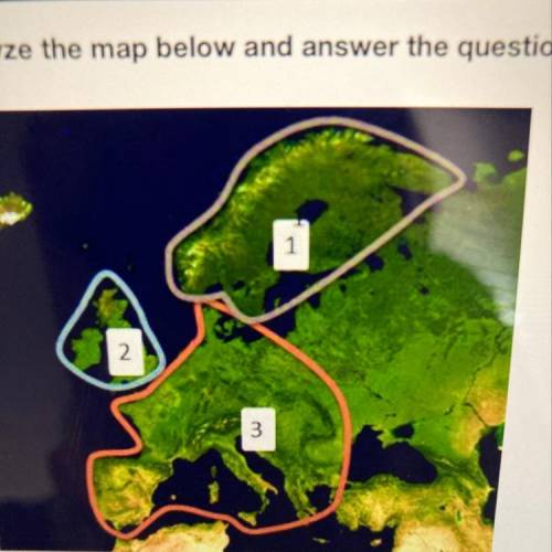 Which of the following regions is labeled with the number 3 on the map above?

A. Scandinavia
B. t