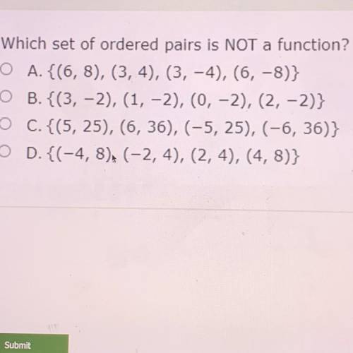 Plz help 
Which set of ordered pairs is NOT a function?