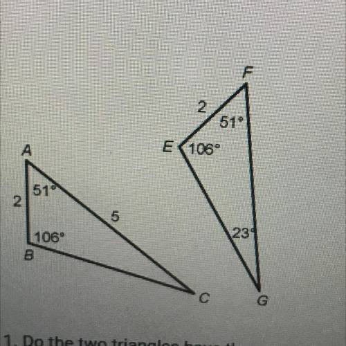 2. Which side in triangle EFG has a length of 5 units? Explain how you know.

Write your answer in