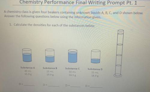 Write a paragraph explaining what would happen if liquids A,B 3,C, and D were added to the graduate
