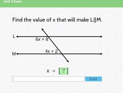 Find the value of X that will make L ║ to M