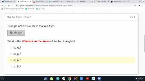 Triangle ABC is similar to triangle XYZ.

What is the difference in the areas of the two triangles