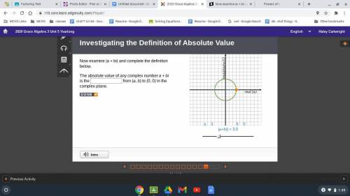 Now examine |a + bi| and complete the definition below.

The absolute value of any complex number