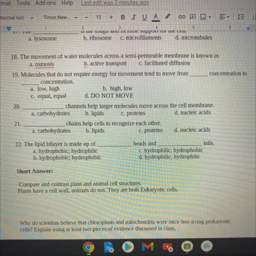 Cell questions part 3! 
Please help! 
Will give brainlist