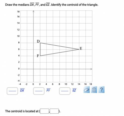 Draw the medians DX, FY, and EZ. Identify the centroid of the triangle.