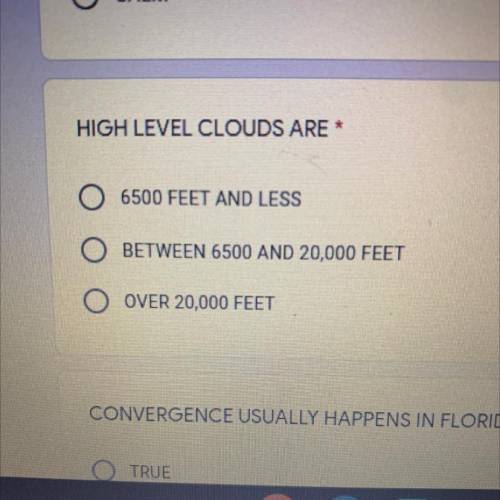 Please help it’s urgent??? Just the questions that talks about high level clouds