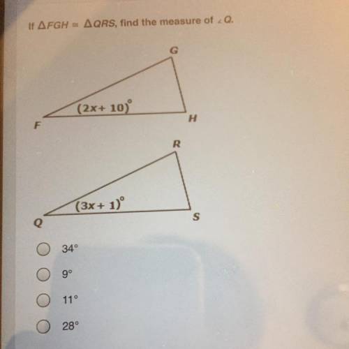 If AFGH
AQRS, find the measure of Q.