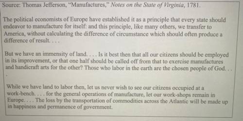 What are the main ideas in this document? What does Thomas Jefferson believe should be the economic