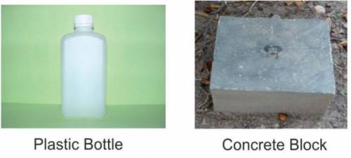 Ill give a Brainliest if it is right

The pictures below show a bottle made of plastic and a block