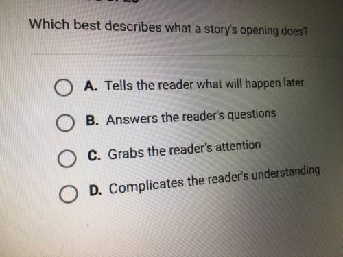 Which best describes what a story’s opening does