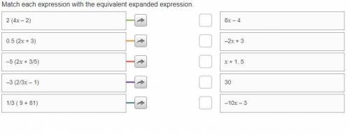 Match each expression with the equivalent expanded expression.