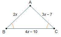 Triangle ABC is shown below.

What is the length of line segment AC?
A) 7
B )9
C) 14
D) 18