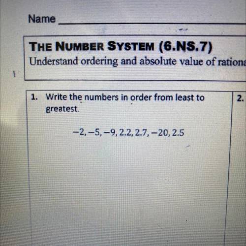 Write the numbers in order from least to greatest. Please help!!