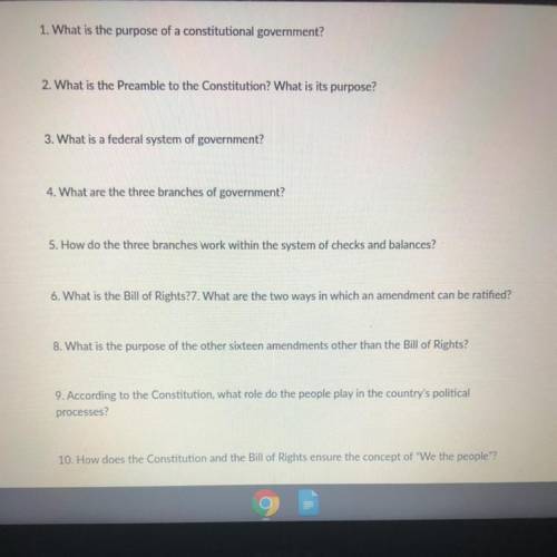 “The almost painless Guide:US Constitution” yes it’s a video question please help me only do 1-7 pl