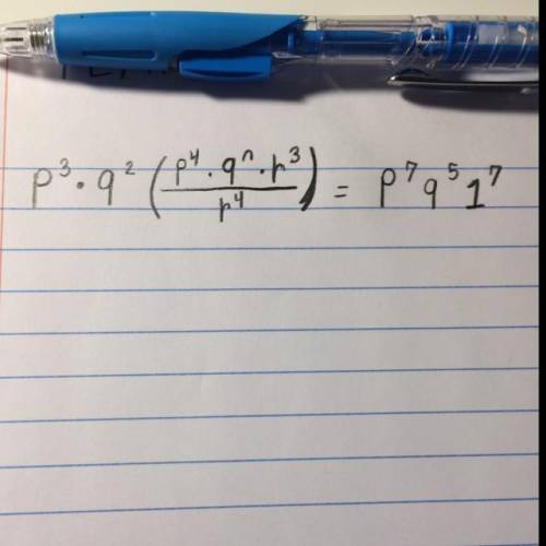 P^3•9^2 (P^4•9^n•R^3/R^4)= P^7 9^5 1^7
What is n?
