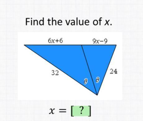 Find the value of x proportions in similar triangles