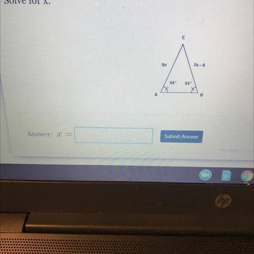 Solve for x. this is isosceles triangles on delta math. just solve for x thanks