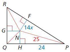 Geometry Question:

Find the value of x that makes N the incenter of the triangle (See attached)