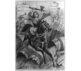 What is the main message of this political cartoon?

Women do not belong in the temperance movemen