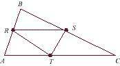 Given:

R, S, T are midpoints of , , and .
If the perimeter (distance around) of ABC is 20, then t