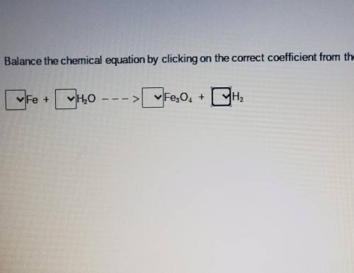 Balance the chemical equation by clicking on the coefficient