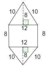 Find the perimeter and total area of the polygon shape shown below. All measurements are given in i
