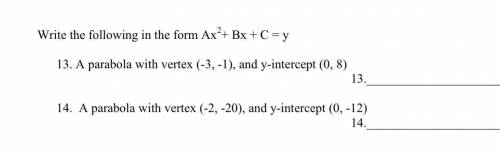 Write the following in the form Ax^2+Bx+C=y