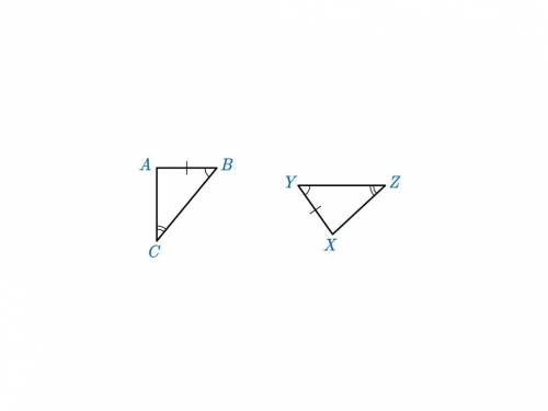 Explain whether △ABC is congruent to △XYZ according to the angle side angle (ASA) congruence criter