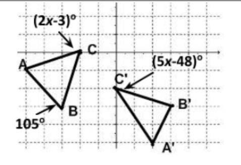 Kenia rotated Triangle ABC 90° counterclockwise to create Triangle A’B’C’. If Kenia performed this
