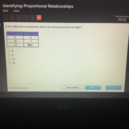 2

If the relationship is proportional, what is the missing value from the table?
Х
у
8
6
16
?
24