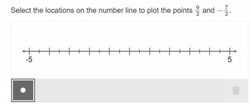 Select the locations on the number line to plot the points 9/2 and −7/2.