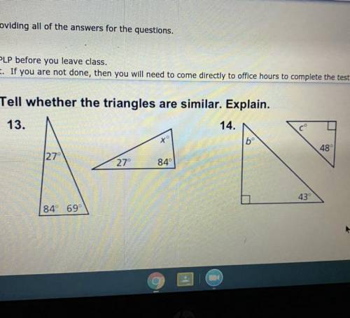 Tell whether the triangles are similar.Explain.