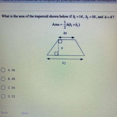 What is the area of the trapezoid shown below??