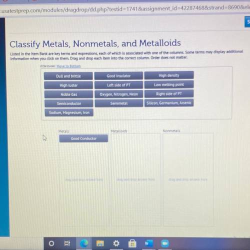 Classify Metals, Nonmetals, and Metalloids

Listed in the Item Bank are key terms and expressions,