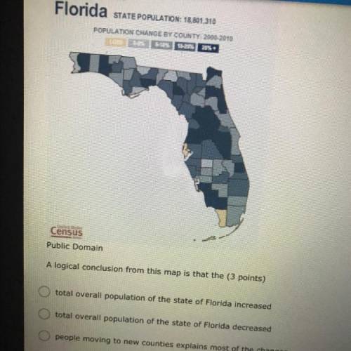 Florida STATE POPULATION: 18,301,310

POPULATION CHANGE BY COUNTY 2006-2010
15-23
Census
Public D