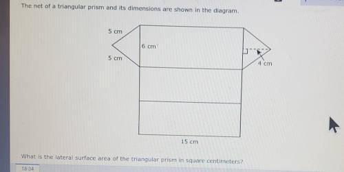 1 The net of a triangular prism and its dimensions are shown in the diagram. 5 cm 6 cm 5 cm 4 cm 15