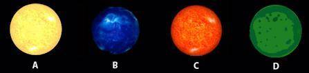 Given the following images, choose the one that most likely represents an M-class star. (2 points)