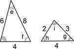 Question 11 (5 points)

(02.07 LC)
Two similar triangles are shown below:
Two triangles are shown.
