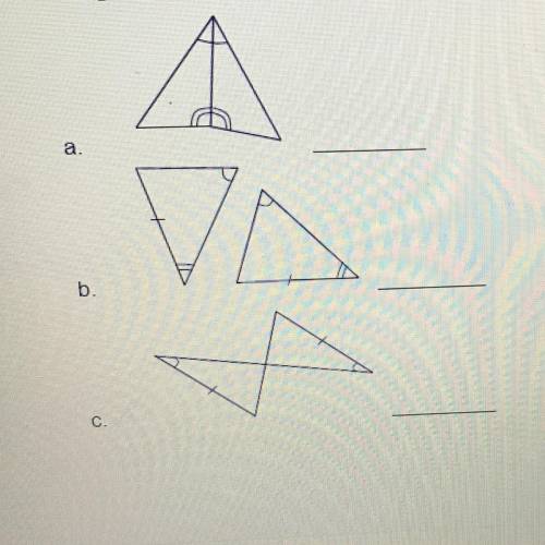 8 Which triangles are congruent by AAS? Fill in the blank beside the

triangles with yes or no.
a.