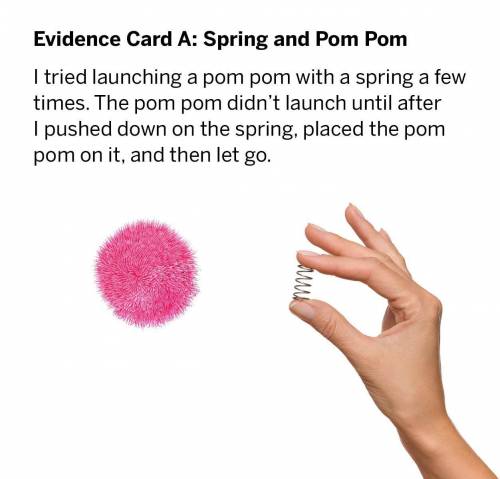 The kinetic energy of the pom-pom came from potential energy in the system.

How did potential ene