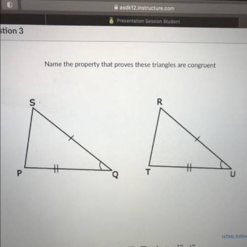 Name the property that proves these triangles are congruent