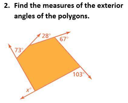 Find the measures of the exterior angles of the polygon.