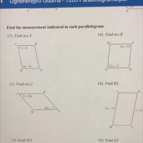 How do I find the measurement indicated in these problems.