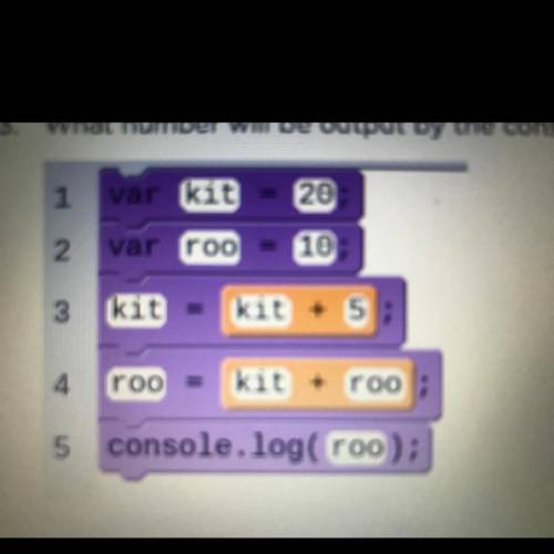 What number will be output by the console.log command on line 5?