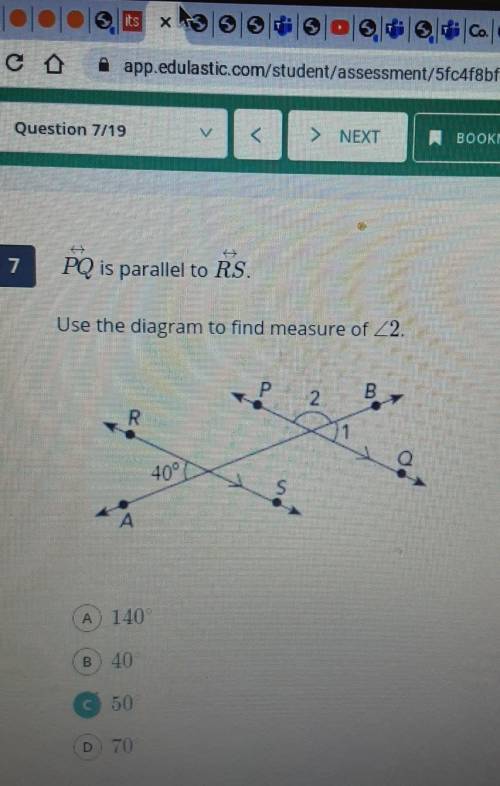 PQ is parallel to RSUse the diagram to findeasure of angle 2