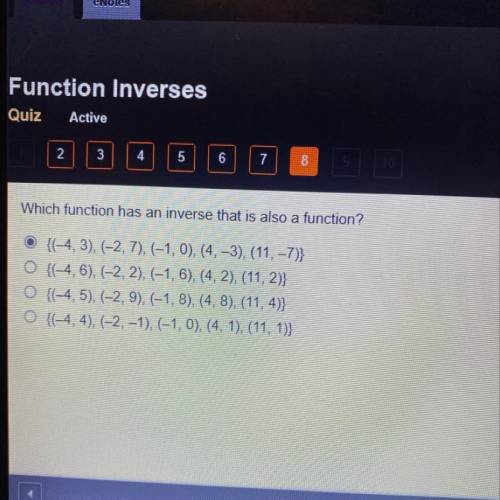 Which function has an inverse that is also a function
