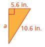 Find the missing length of the triangle.
a=in